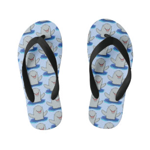 Adorable happy porpoise cartoon illustration kid's thongs
