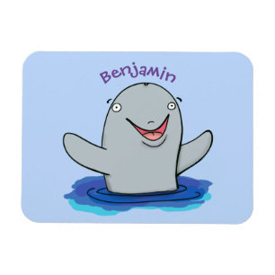 Adorable happy porpoise cartoon illustration magnet