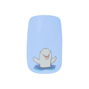 Adorable happy porpoise cartoon illustration minx nail art