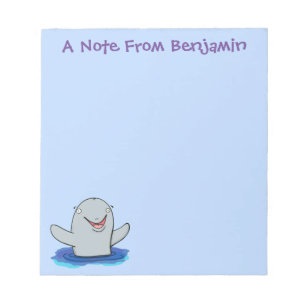 Adorable happy porpoise cartoon illustration notepad