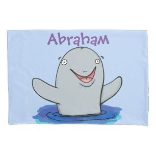 Adorable happy porpoise cartoon illustration pillowcase