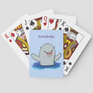 Adorable happy porpoise cartoon illustration playing cards