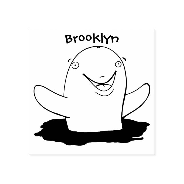Adorable happy porpoise cartoon illustration rubber stamp (Imprint)