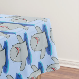 Adorable happy porpoise cartoon illustration tablecloth