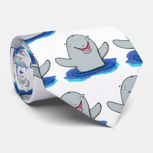 Adorable happy porpoise cartoon illustration tie