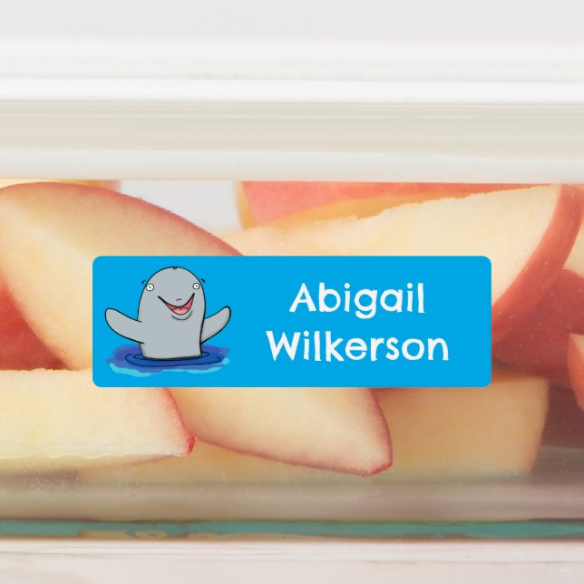 Adorable happy porpoise cartoon personalised  (Affixed)