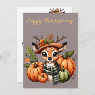 Adorable Happy Thanksgiving Deer Watercolor Cards