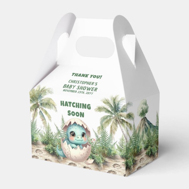 Adorable Hatching Soon Dino Baby Favour Box (Front Side)