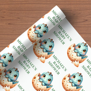 Adorable Hatching Soon Dino Baby Shower Wrapping  Paper