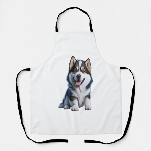 Adorable HD Alaskan Malamute Puppy Portrait - Embr Apron (Front)