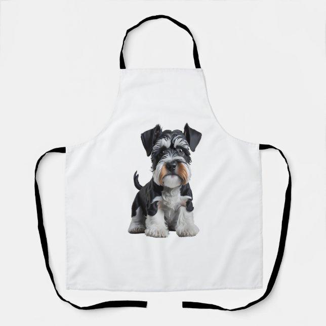 Adorable HD Miniature Schnauzer Puppy Portrait - E Apron (Front)