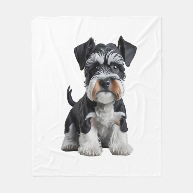 Adorable HD Miniature Schnauzer Puppy Portrait - E Fleece Blanket (Front)