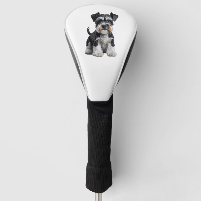 Adorable HD Miniature Schnauzer Puppy Portrait - E Golf Head Cover (Front)