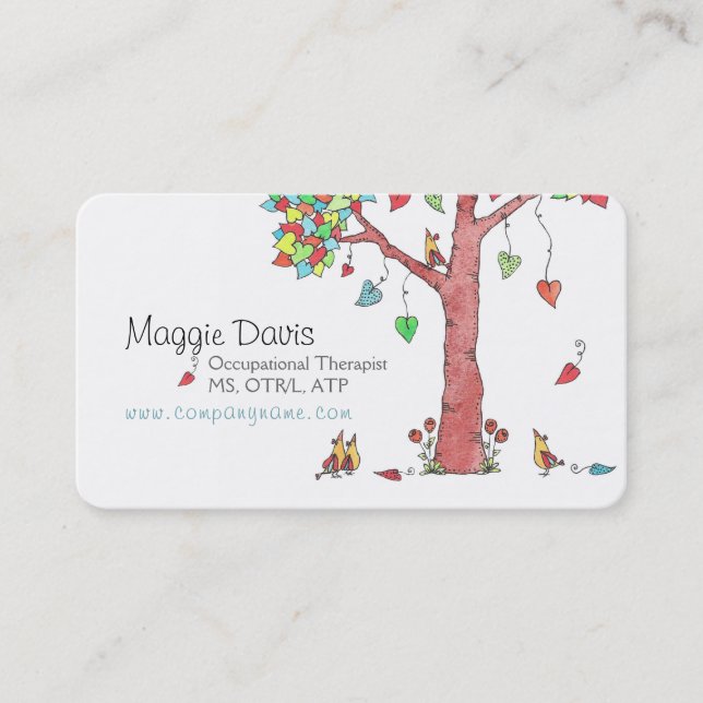Adorable Heart Tree with Birds Business Card (Front)