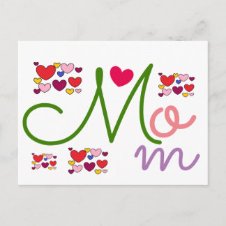 Adorable Hearts Mum Cute Postcard