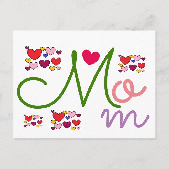 Adorable Hearts Mum Cute Postcard (Front)