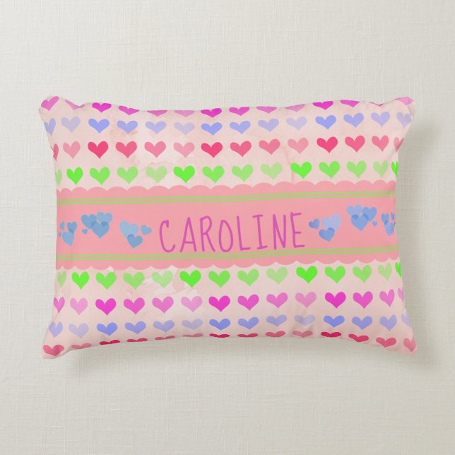 Adorable Hearts Personalised Decorative Cushion (Front)