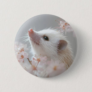 Adorable Hedgehog Among Spring Blossoms 6 Cm Round Badge