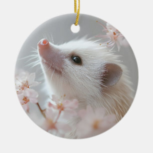 Adorable Hedgehog Among Spring Blossoms  Ceramic Ornament