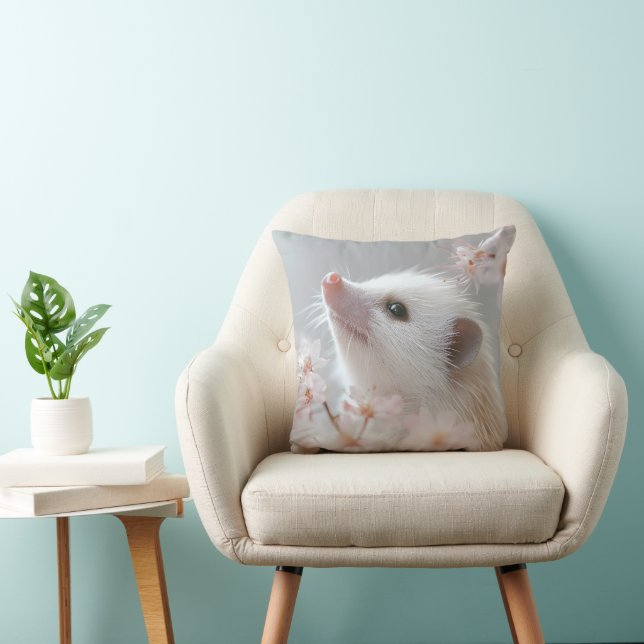 Adorable Hedgehog Among Spring Blossoms  Cushion (Chair)