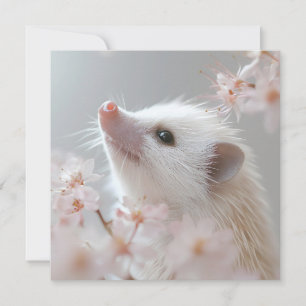 Adorable Hedgehog Among Spring Blossoms Holiday Card