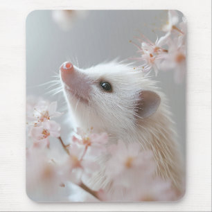 Adorable Hedgehog Among Spring Blossoms  Mouse Pad