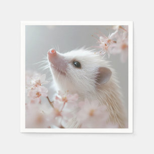 Adorable Hedgehog Among Spring Blossoms Napkin