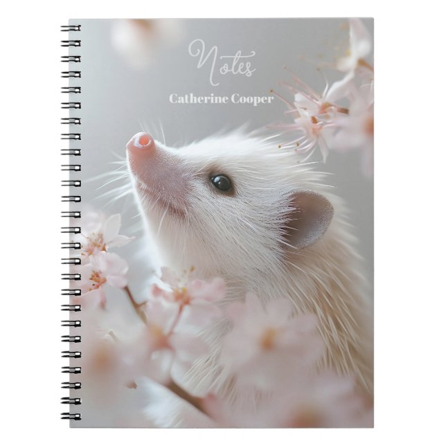Adorable Hedgehog Among Spring Blossoms  Notebook (Front)