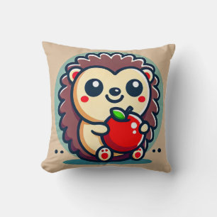🦔🍎 Adorable Hedgehog Apple Cosy Woodland Decor Cushion