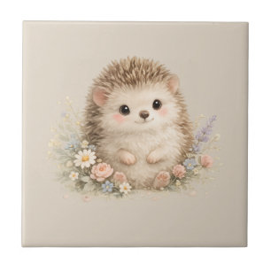 Adorable Hedgehog European Garden Ceramic Tile