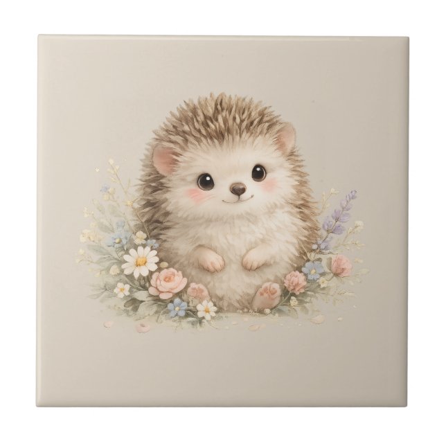 Adorable Hedgehog European Garden  Ceramic Tile (Front)