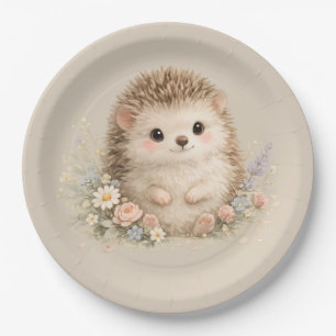 Adorable Hedgehog European Garden Paper Plate