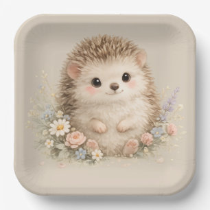 Adorable Hedgehog European Garden Paper Plate