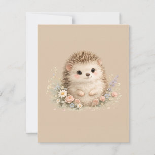 Adorable Hedgehog European Garden RSVP Card