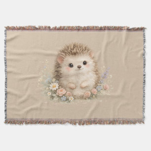 Adorable Hedgehog European Garden Throw Blanket