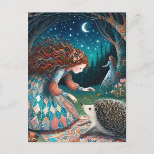 Adorable Hedgehog Fairy Tale Postcard (Front)