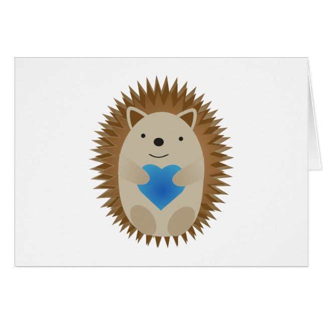 Adorable Hedgehog hugging a Blue Heart (Front Horizontal)