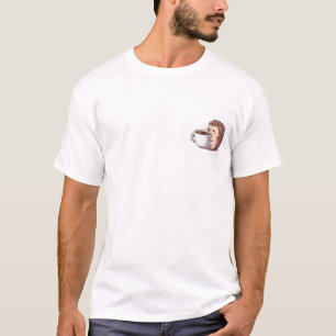Adorable Hedgehog Hugging Giant Steaming Coffee T-Shirt