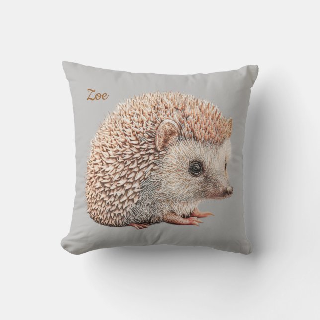 Adorable Hedgehog Throw Pillow (Front)