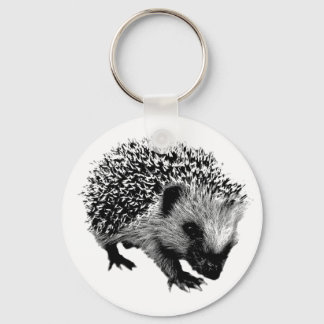 Adorable Hedgehog. Wildlife Digital Engraving Key Ring