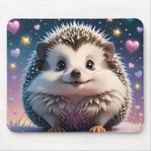 Adorable Hedgehog with stars and hearts Mouse Pad
