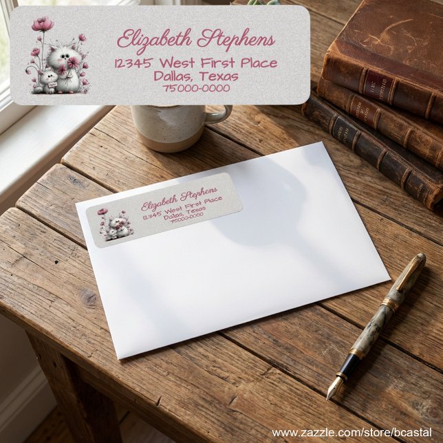 Adorable Hello Cats Address Label Return Address Label (Creator Uploaded)