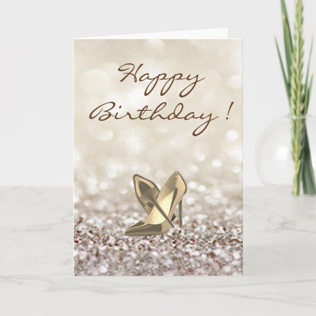 Adorable High Heels on Glittery ,Birthday Card (Front)