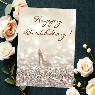 Adorable High Heels on Glittery ,Birthday Card