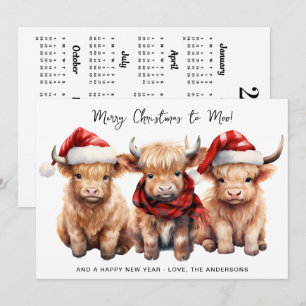 Adorable Highland Cow 2027 Calendar Christmas Holiday Card