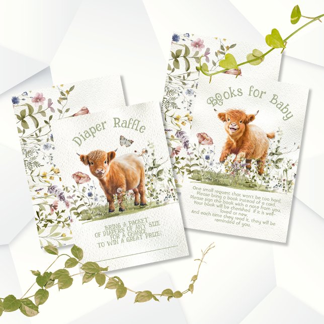 Adorable Highland Cow Diaper Raffle Cards (Creator Uploaded)