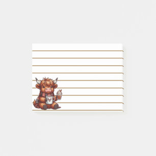 Adorable Highland Cow Enjoying Cosy Beverages Post-it Notes