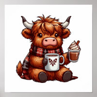 Adorable Highland Cow Enjoying Cosy Beverages