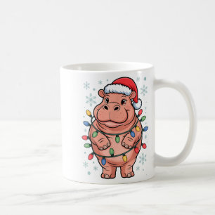 Adorable Hippo Wrapped Christmas Light Santa Hat W Coffee Mug