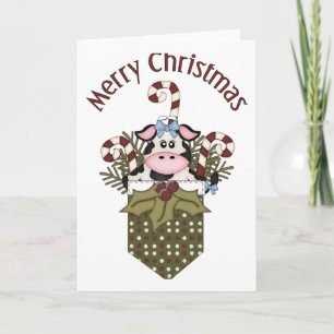 Adorable Holiday Christmas Cow Tees, GIfts Card
